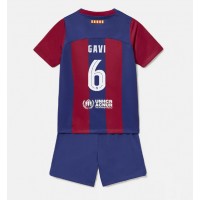 Fotbalové Dres Barcelona Paez Gavi #6 Dětské Domácí 2023-24 Krátký Rukáv (+ trenýrky)